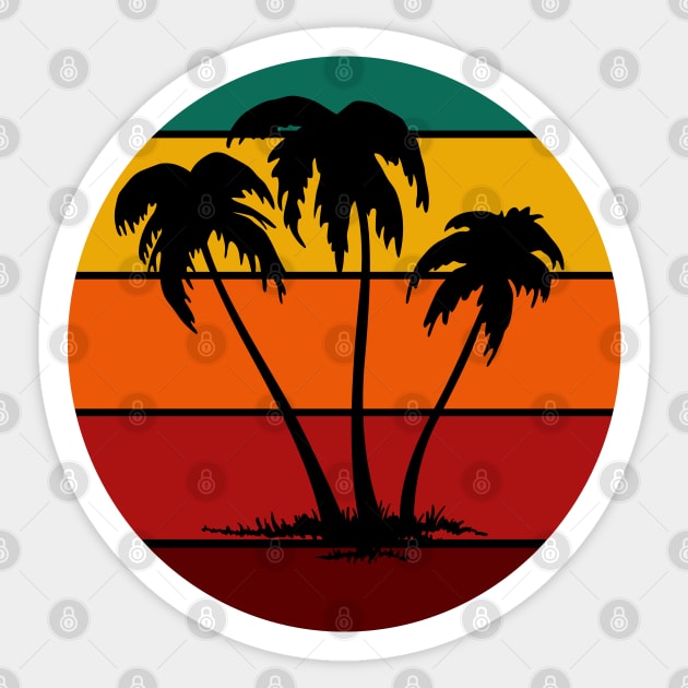 Sunset Palm Tree Retro Vintage Design Sticker by Up 4 Tee